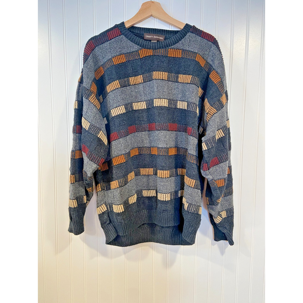 Liberty Sweaters Mens XL Blue Long Sleeve Cotton 90s Vintage Y2K Preppy Casual